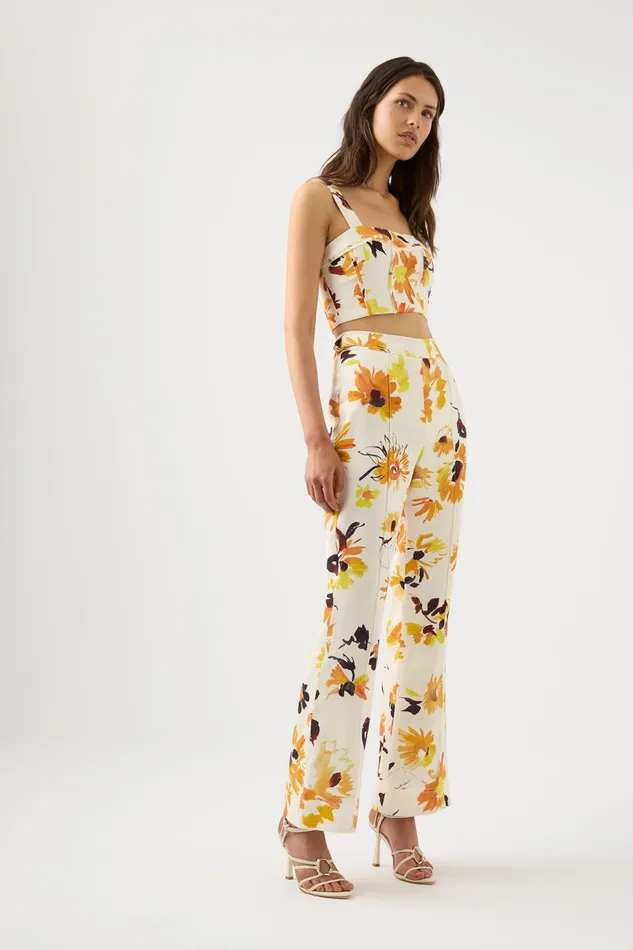 Aje Pants Impressionist Flared Pant Pressed Sunflowers 8211 Women