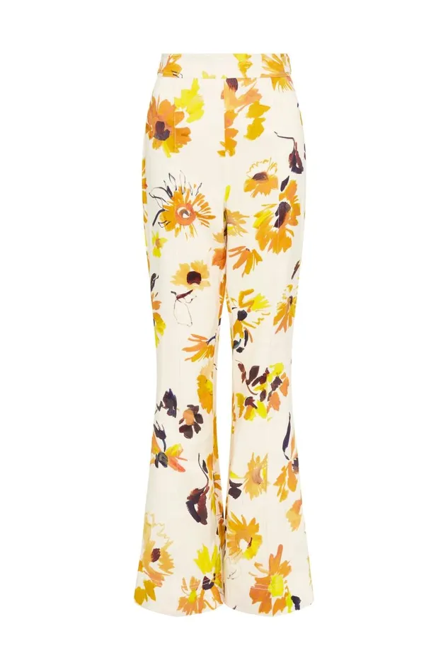Aje Pants Impressionist Flared Pant Pressed Sunflowers 8211 Women