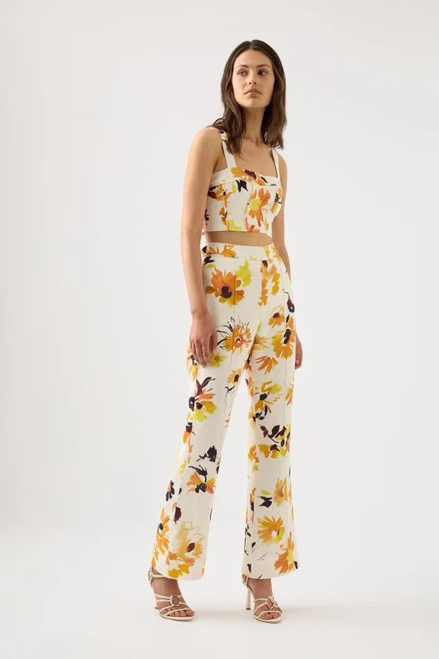 Aje Pants Impressionist Flared Pant Pressed Sunflowers 8211 Women