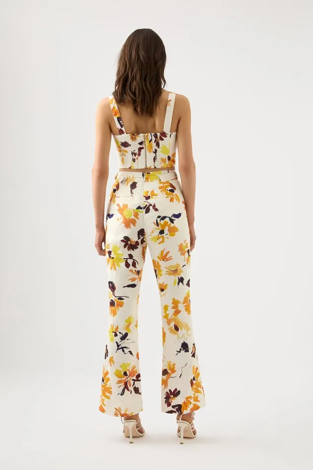 Aje Pants Impressionist Flared Pant Pressed Sunflowers 8211 Women