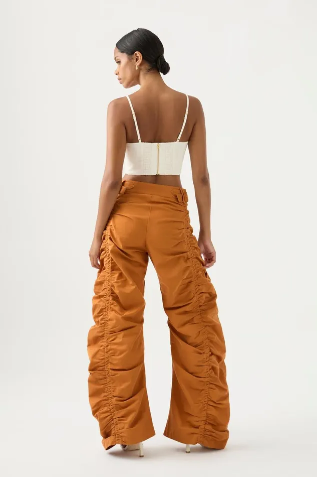 Aje Pants Kiara Ruched Drawstring Pant Chestnut Brown 8211 Women