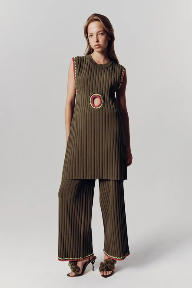 Aje Pants Tazia Crochet Edge Knit Pants Deep Olive 8211 Women