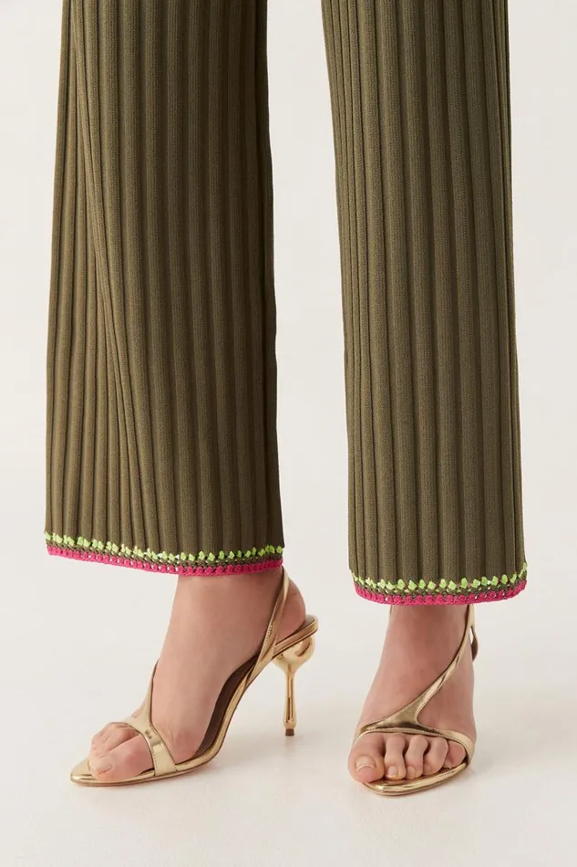 Aje Pants Tazia Crochet Edge Knit Pants Deep Olive 8211 Women