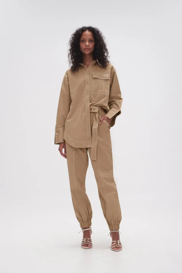 Aje Pants Willow Utility Track Pant Taupe Grey 8211 Women