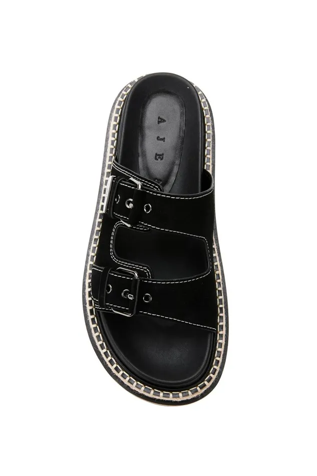 Aje Shoes Camilla Stacked Sole Slide Black 8211 Women