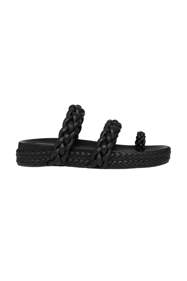 Aje Shoes Promenade Braided Chunky Slide Black 8211 Women