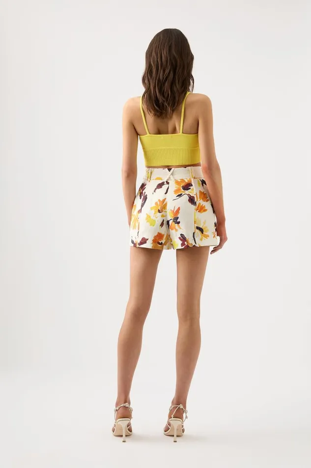 Aje Shorts Aurora Pinstitch Utility Short Pressed Sunflowers 8211 Women