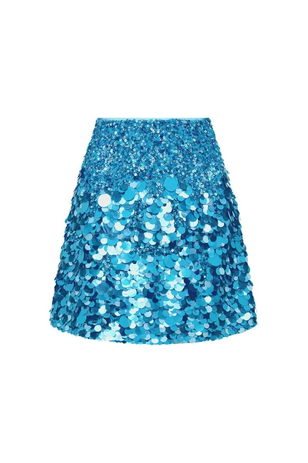 Aje Skirts Cherie Sequin Mini Skirt Azure Blue 8211 Women