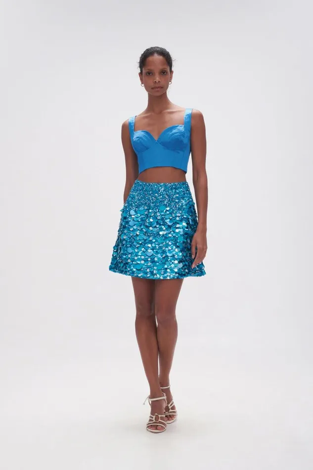 Aje Skirts Cherie Sequin Mini Skirt Azure Blue 8211 Women