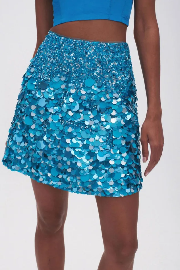 Aje Skirts Cherie Sequin Mini Skirt Azure Blue 8211 Women
