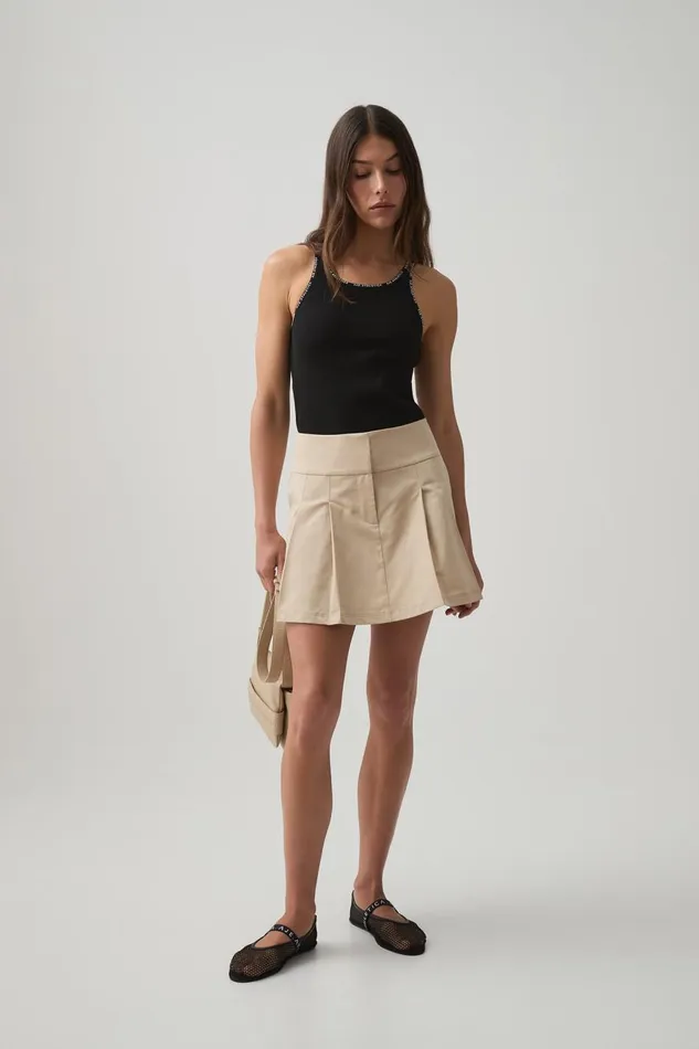 Aje Skirts Pleated Mini Skirt 648 On Taupe 8211 Women