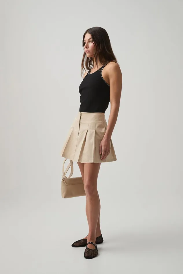 Aje Skirts Pleated Mini Skirt 648 On Taupe 8211 Women Aje Skirts Pleated Mini Skirt 648 On Taupe 8211 Women