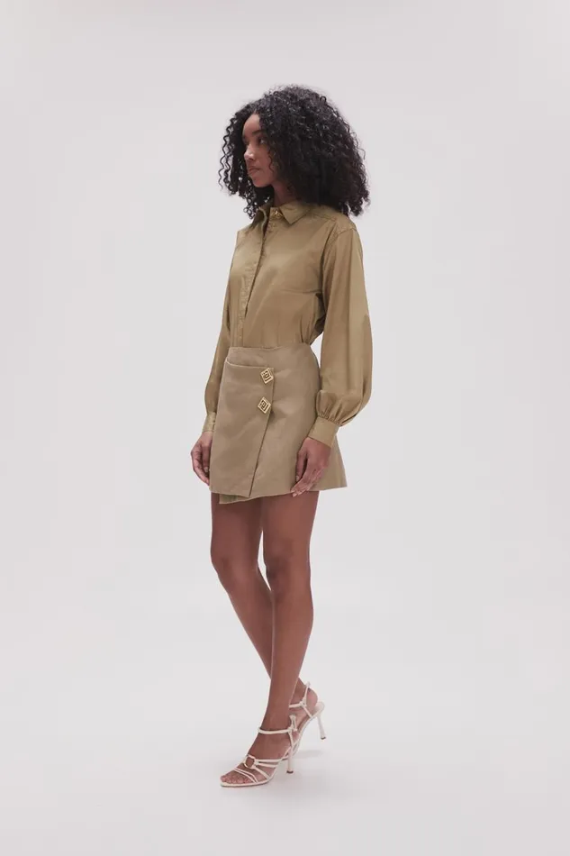 Aje Skirts Realm Wrap Front Mini Skirt Desert Khaki 8211 Women
