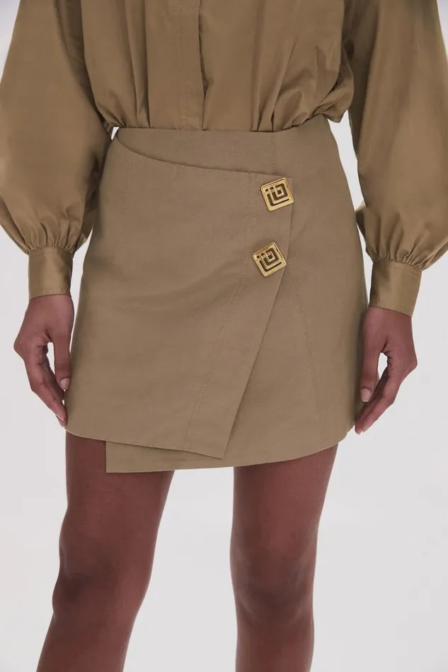 Aje Skirts Realm Wrap Front Mini Skirt Desert Khaki 8211 Women