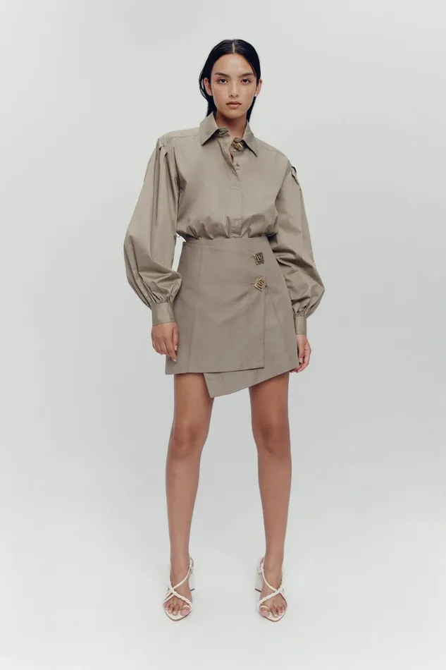 Aje Skirts Realm Wrap Front Mini Skirt Desert Khaki 8211 Women