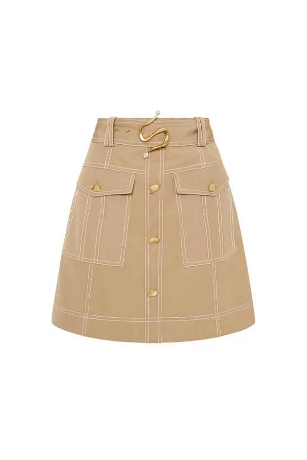Aje Skirts Willow Utility Mini Skirt Taupe Grey 8211 Women