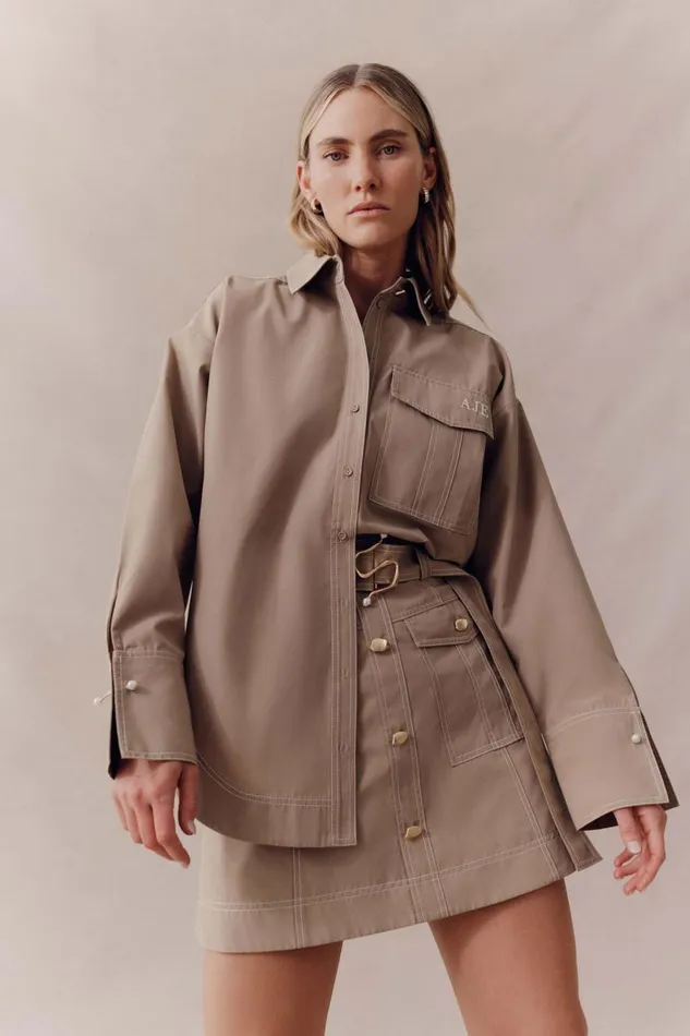 Aje Skirts Willow Utility Mini Skirt Taupe Grey 8211 Women