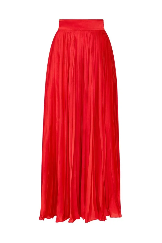 Aje Skirts Wondrous Pleated Satin Skirt Scarlet Red 8211 Women