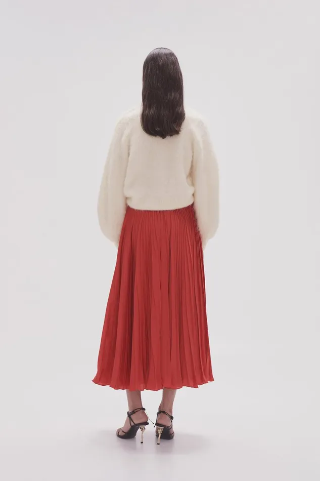 Aje Skirts Wondrous Pleated Satin Skirt Scarlet Red 8211 Women
