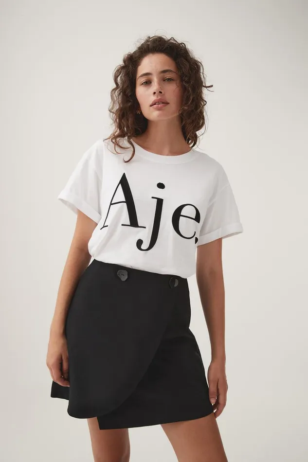Aje Tees Alice Embroidered Logo Tee Whiteblack Logo 8211 Women