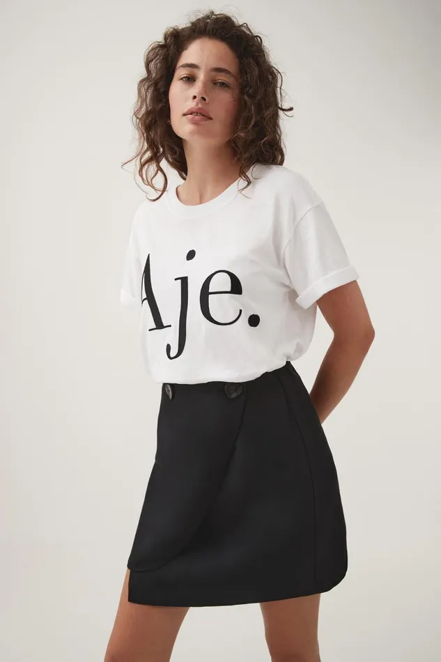 Aje Tees Alice Embroidered Logo Tee Whiteblack Logo 8211 Women Aje Tees Alice Embroidered Logo Tee Whiteblack Logo 8211 Women