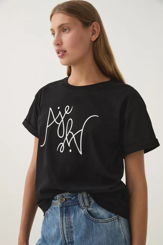 Aje Tees Prophecy Logo Oversized Tee Blackwhite Logo 8211 Women