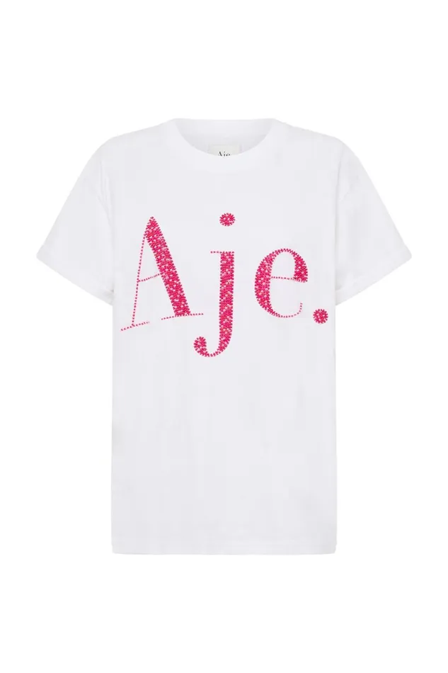 Aje Tees Saffy Embellished Tee Whitepink Logo 8211 Women