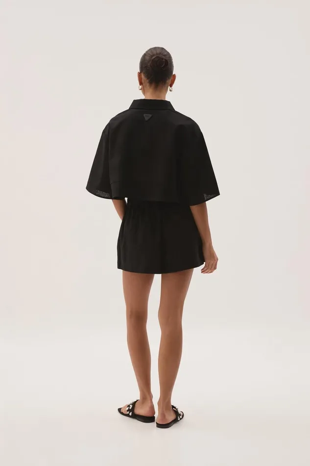 Aje Tops Airlie Cropped Shirt Black 8211 Women Aje Tops Airlie Cropped Shirt Black 8211 Women