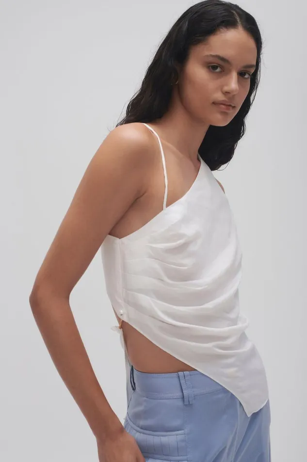 Aje Tops Allure Asymmetric Draped Cami Ivory 8211 Women Aje Tops Allure Asymmetric Draped Cami Ivory 8211 Women