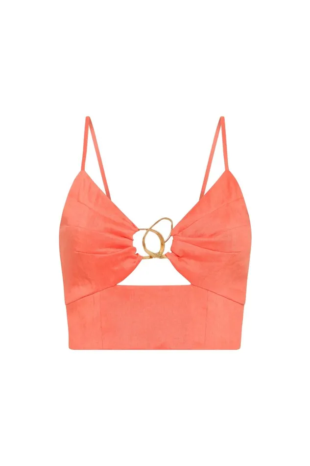 Aje Tops Ariel Sculptural Ring Top Coral 8211 Women Aje Tops Ariel Sculptural Ring Top Coral 8211 Women