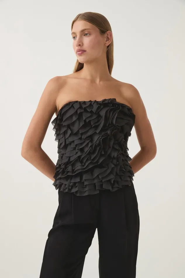 Aje Tops Charmed Rosette Ruffle Bustier Black 8211 Women