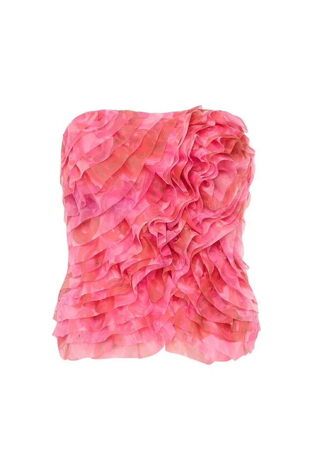 Aje Tops Charmed Rosette Ruffle Bustier Misty Rose 8211 Women Aje Tops Charmed Rosette Ruffle Bustier Misty Rose 8211 Women