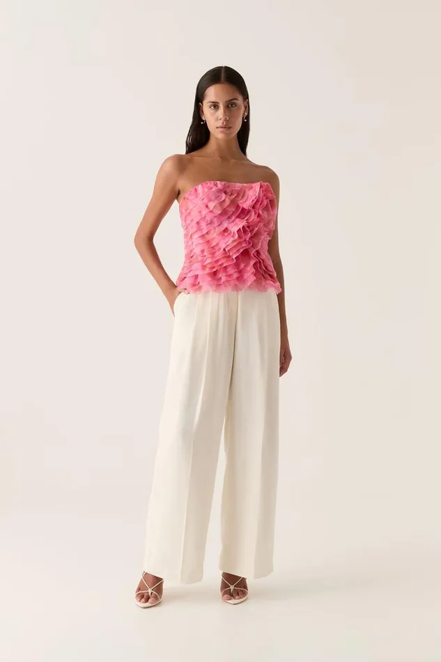 Aje Tops Charmed Rosette Ruffle Bustier Misty Rose 8211 Women Aje Tops Charmed Rosette Ruffle Bustier Misty Rose 8211 Women