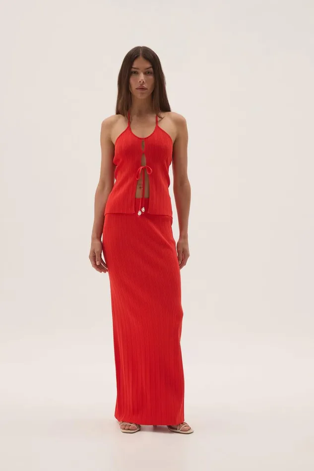 Aje Tops Coraline Halter Top Coral 8211 Women Aje Tops Coraline Halter Top Coral 8211 Women