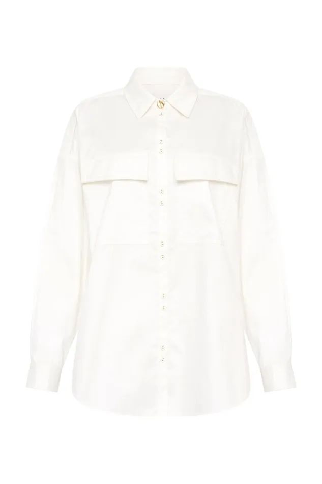 Aje Tops Eaves Oversized Shirt Ivory 8211 Women Aje Tops Eaves Oversized Shirt Ivory 8211 Women