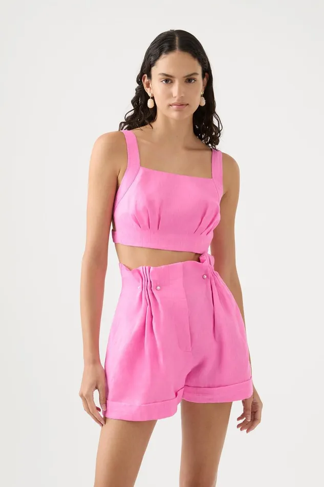 Aje Tops Eden Tie Back Top Protea Pink 8211 Women