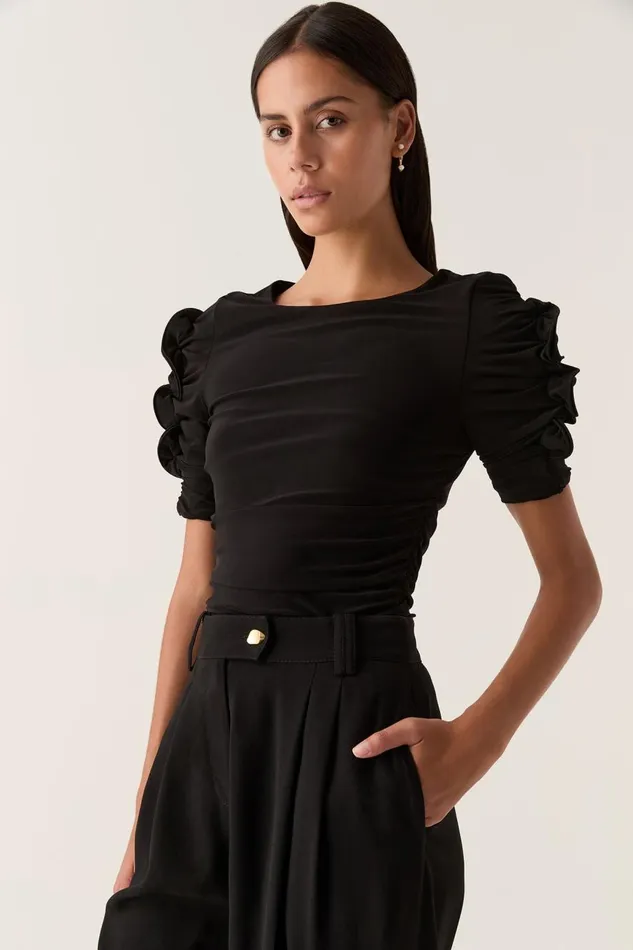 Aje Tops Elixir Gathered Jersey Top Black 8211 Women