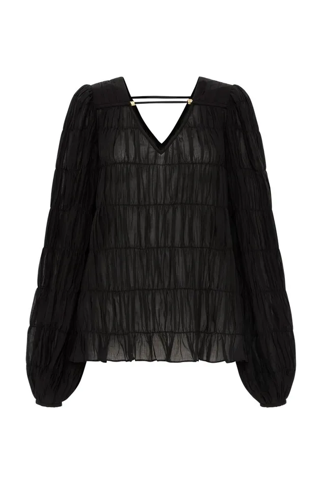 Aje Tops Evelina Ruched Blouse Black 8211 Women Aje Tops Evelina Ruched Blouse Black 8211 Women
