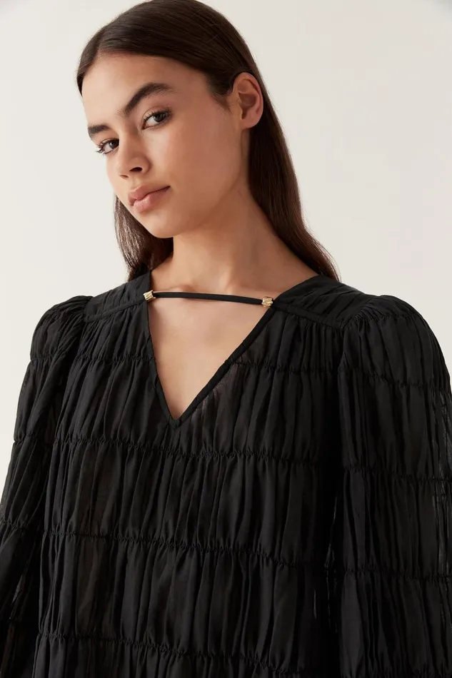Aje Tops Evelina Ruched Blouse Black 8211 Women Aje Tops Evelina Ruched Blouse Black 8211 Women