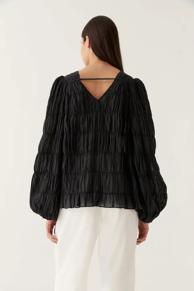 Aje Tops Evelina Ruched Blouse Black 8211 Women Aje Tops Evelina Ruched Blouse Black 8211 Women