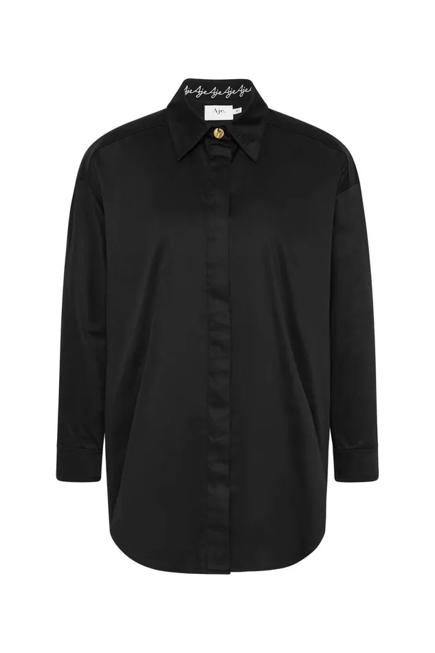 Aje Tops Jacqueline Oversized Logo Shirt Black 8211 Women Aje Tops Jacqueline Oversized Logo Shirt Black 8211 Women