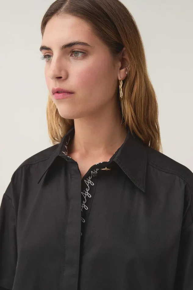 Aje Tops Jacqueline Oversized Logo Shirt Black 8211 Women Aje Tops Jacqueline Oversized Logo Shirt Black 8211 Women