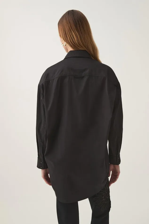 Aje Tops Jacqueline Oversized Logo Shirt Black 8211 Women Aje Tops Jacqueline Oversized Logo Shirt Black 8211 Women