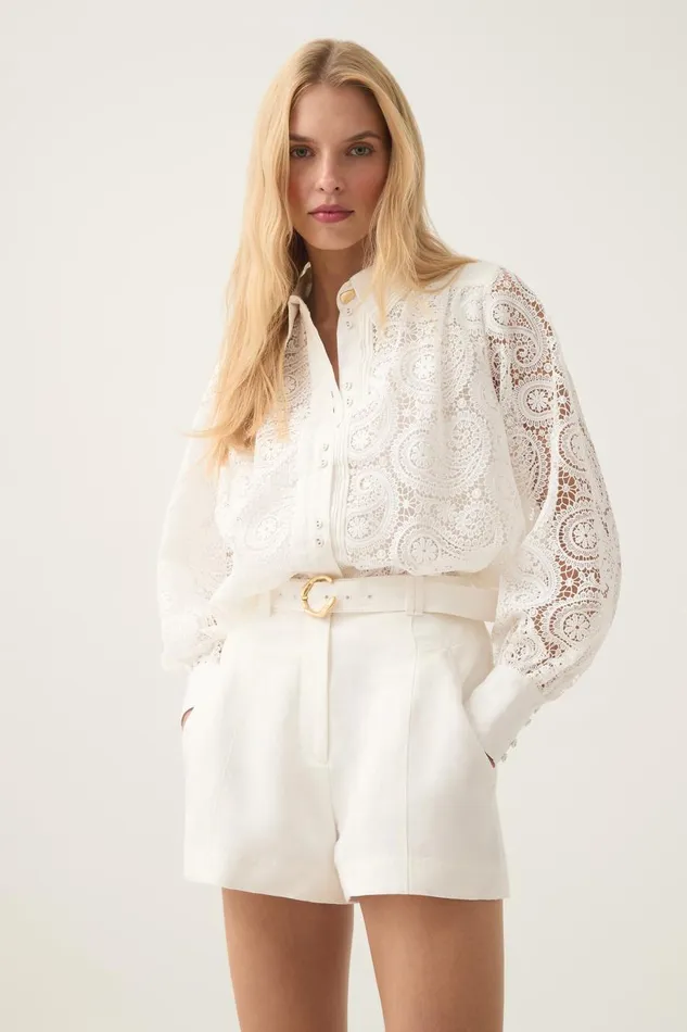Aje Tops Laicey Paisley Shirt Ivory 8211 Women