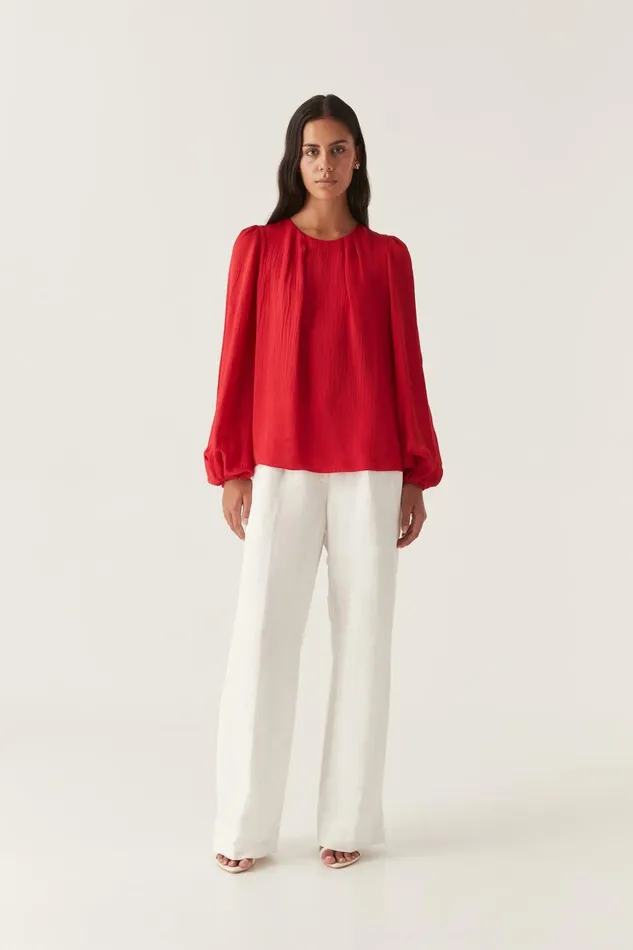 Aje Tops Riya Blouse Scarlet Red 8211 Women Aje Tops Riya Blouse Scarlet Red 8211 Women