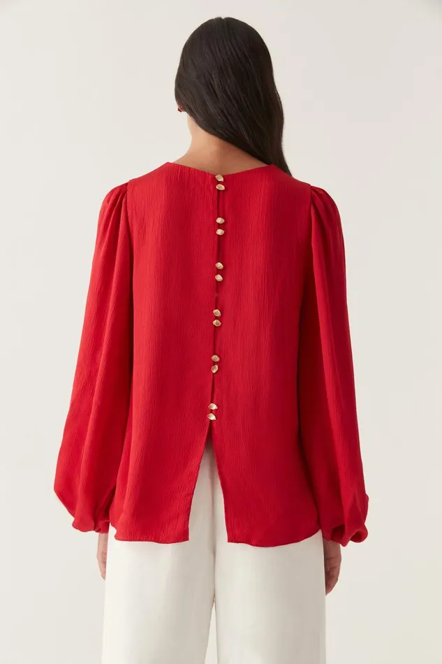 Aje Tops Riya Blouse Scarlet Red 8211 Women Aje Tops Riya Blouse Scarlet Red 8211 Women