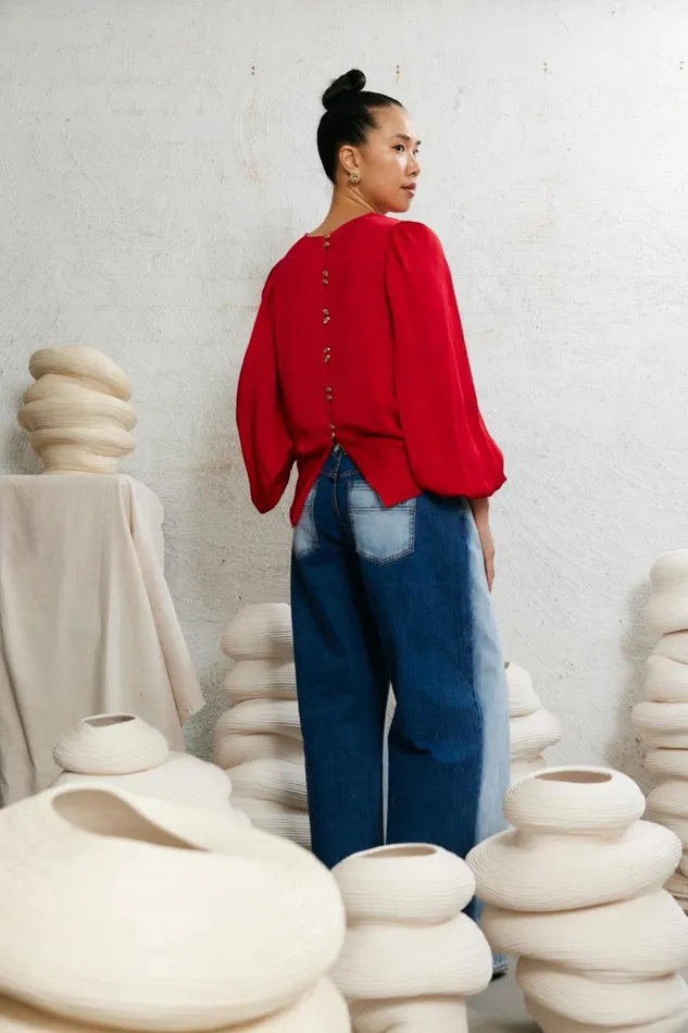 Aje Tops Riya Blouse Scarlet Red 8211 Women Aje Tops Riya Blouse Scarlet Red 8211 Women