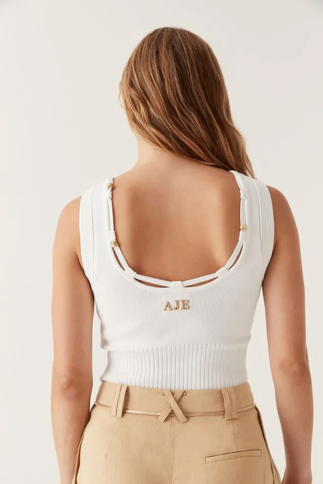Aje Tops Saoirse Scoop Back Neck Top Ivory 8211 Women Aje Tops Saoirse Scoop Back Neck Top Ivory 8211 Women