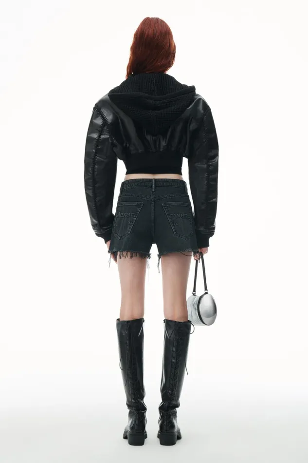 Alexander Wang Denim Women Bite High Rise Denim Short With Logo Pocket