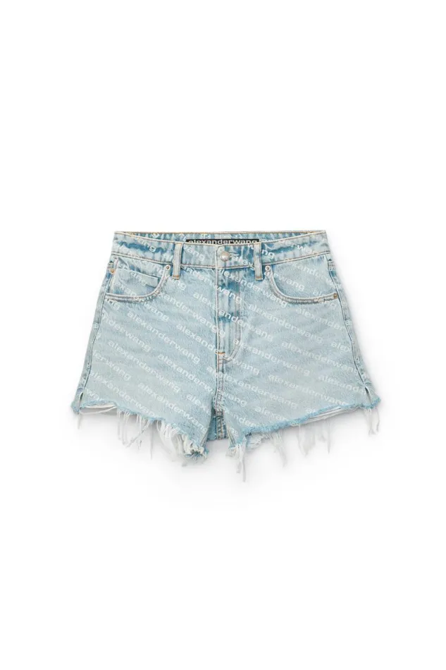 Alexander Wang Denim Women Bite Logo Short In Pebble Bleach Denim